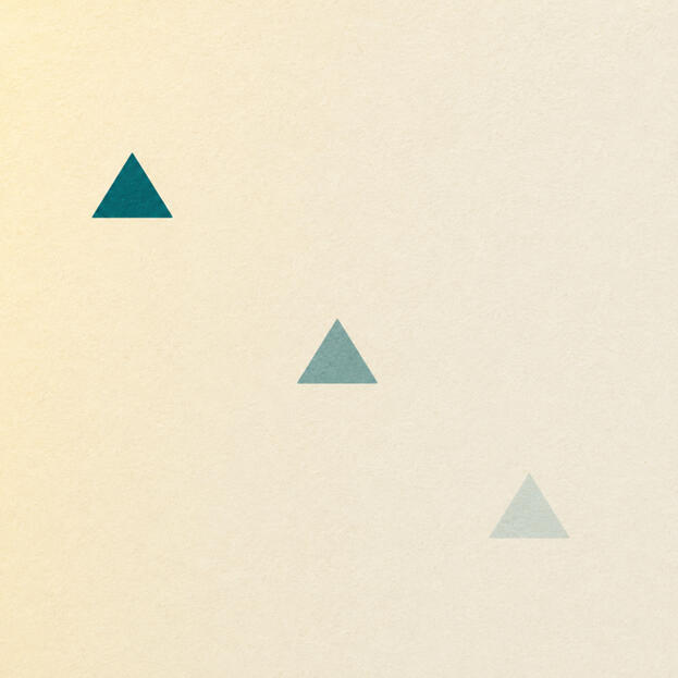Recurring problem review Three deep teal triangles fading along a diagonal on warm cream paper.